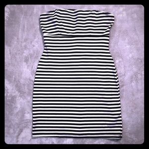Strapless striped Mini Dress